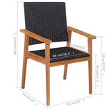 5 Piece Outdoor Dining Set Poly Rattan Black and Brown 44074