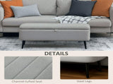 92 x 31cm Linen-Look Storage Ottoman - Light Grey T3398P377975