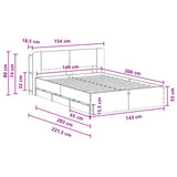 Bed Frame with Storage Grey Sonoma 140 x 200 cm Engineered Wood 3433963