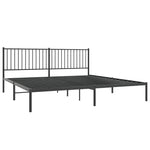 ZNTS Metal Bed Frame without Mattress with Headboard Black 200x200cm 350871