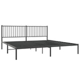 ZNTS Metal Bed Frame without Mattress with Headboard Black 200x200cm 350871