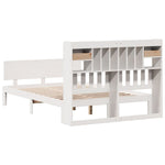 ZNTS Bookcase Bed without Mattress White 150x200 cm King Size Solid Wood Pine 3322695