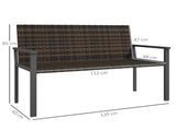 2 Seater Rattan Garden Bench, Outdoor Bench Quick-Drying Cotton Padding, Wicker Garden Loveseat T3398P317663