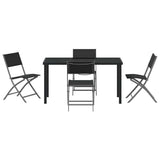 Garden Dining Set Folding 5 pcs Black Powder-Coated Steel 3379375