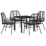 Garden Dining Set 5 pcs Black Poly Rattan 3380856