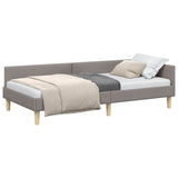 Corner Bed Frame with Headboard Taupe 90 x 190 cm Fabric 42016114