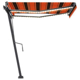 Manual Retractable Awning with LED 350x250 cm Orange and Brown 3069725