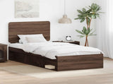 Bed Frame with Headboard Brown Oak 100 x 200 cm Solid Pine Wood 3412530