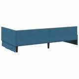 Corner Bed Frame with Headboard Blue 100 cm x 200 cm Velvet 42016090