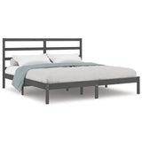 Bed Frame without Mattress Grey 200x200 cm Solid Wood Pine 3104955