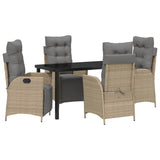 Garden Dining Set with Cushion 5 pcs Beige Poly Rattan 3380563