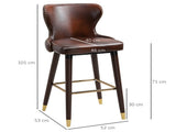 Bar Set of 2, PU Leather Vintage Counter-Height Bar Chair, Luxury European Style Kitchen T3398P328162
