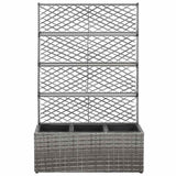 46935 Trellis Raised Bed with 3 Pots 83x30x130 cm Poly Rattan Grey