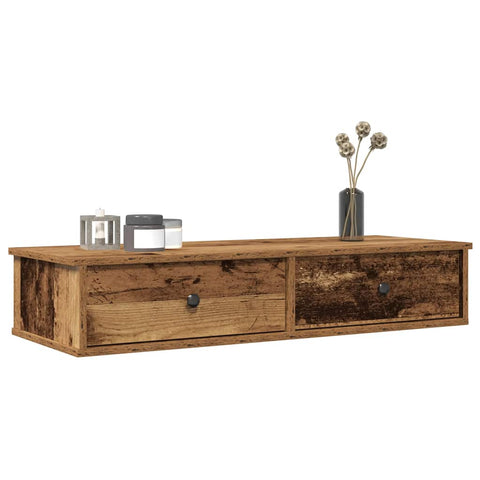 ZNTS Wall Shelf with Drawers Old Wood 100x37.5x19 cm Engineered Wood 859966