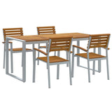 Garden Dining Set 5 pcs Grey and brown Solid acacia wood 3284363