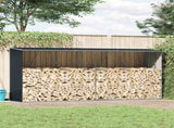 Garden Log Storage Shed Galvanised Steel 330x84x152 cm Anthracite 47085