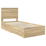 Bed Frame with Headboard Sonoma Oak 90 x 200 cm Engineered Wood 3411352
