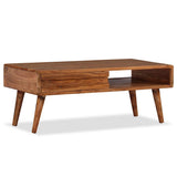 244974 Coffee Table Solid Wood with Carved Drawer 100x50x40 cm
