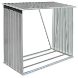 Garden Log Storage Shed Galvanised Steel 163x83x154 cm Grey 44959