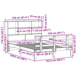 Bookcase Bed without Mattress Wax Brown 150x200 cm King Size Solid Wood Pine 3322776