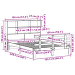 ZNTS Bookcase Bed without Mattress 150x200 cm King Size Solid Wood Pine 3322759