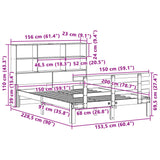 ZNTS Bookcase Bed without Mattress 150x200 cm King Size Solid Wood Pine 3322759