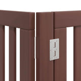 Dog Gate with Door Foldable 8 Panels Brown 640 cm Poplar Wood 3155690