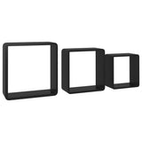 Wall Cube Shelves 3 pcs Black MDF 323953