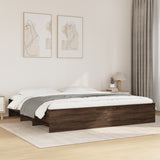 Bed Frame without Mattress Brown Oak 200x200 cm Engineered Wood 3295631