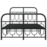 Metal Bed Frame without Mattress with Footboard Black 120x190cm 377132