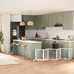Dog Gate with Door Foldable 9 Panels White 450 cm Poplar Wood 3155535