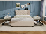 3ft Single Upholstered Bed with Rivet Design and Charging Station, Two Storage Drawers, Adjustable N652P412012B