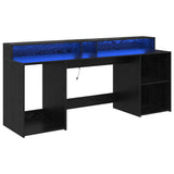Desk with Drawer Black oak 200 x 55 x 91 cm Engineered wood 3365616