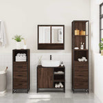 ZNTS 4 Piece Bathroom Furniture Set Brown Oak Engineered Wood 3301299