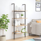 4-Tier Leaning Shelf Light Brown and Black 64x35x152.5 cm 336382