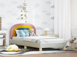 Toddler Bed Frame with Headboard Cream 70 x 140 cm Velvet 42011004
