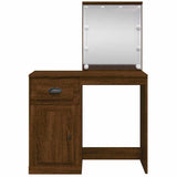 Dressing Table with LED Lights Brown Oak 90x42x132.5 cm 834977