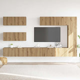 7 Piece TV Cabinet Set Wall-mounted Artisan Oak Engineered Wood 3329140