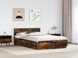 Bed Frame Smoked Oak 135 x 190 cm Engineered Wood 3408177