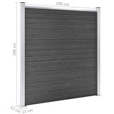 Fence Panel Set WPC 1737x186 cm Black 3070437