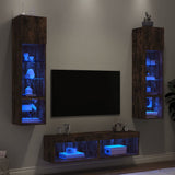 6 Piece TV Wall Units with LED Smoked Oak Engineered Wood 3216626