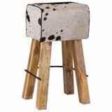 Bar Stool 2 pcs Black and White 44 x 33 x 74 cm Real Leather 42042127