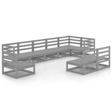 9 Piece Garden Lounge Set Grey Solid Pinewood 3075636