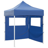 Professional Folding Party Tent with 2 Sidewalls 2x2 m Steel Blue 48878