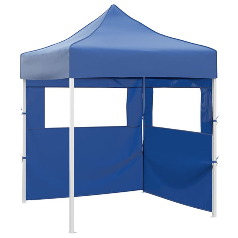 Professional Folding Party Tent with 2 Sidewalls 2x2 m Steel Blue 48878