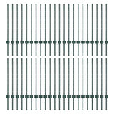 Embedded Fence Post 44 pcs Green 120 cm Powder-Coated Steel 3335917