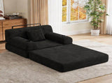 1-Seater Sleeper Sofa, Compressed Corduroy Sofa with High Backrest, Metal Frame, High-Density Foam, W3779P501236