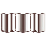 Dog Gate with Door Foldable 6 Panels Brown Oak 300 cm Poplar Wood 352231