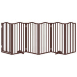Dog Gate with Door Foldable 6 Panels Brown Oak 300 cm Poplar Wood 352231