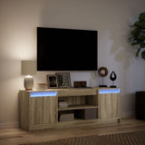 TV Cabinet with LED Sonoma Oak 139.5x34x50 cm Engineered Wood 852196